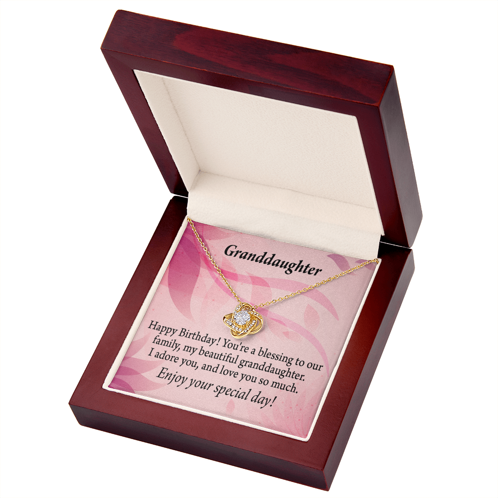 To My Granddaughter Happy Birthday Beautiful Granddaughter Infinity Knot Necklace Message Card-Express Your Love Gifts
