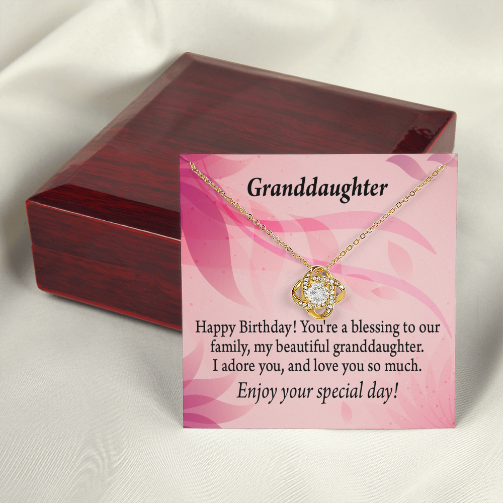 To My Granddaughter Happy Birthday Beautiful Granddaughter Infinity Knot Necklace Message Card-Express Your Love Gifts
