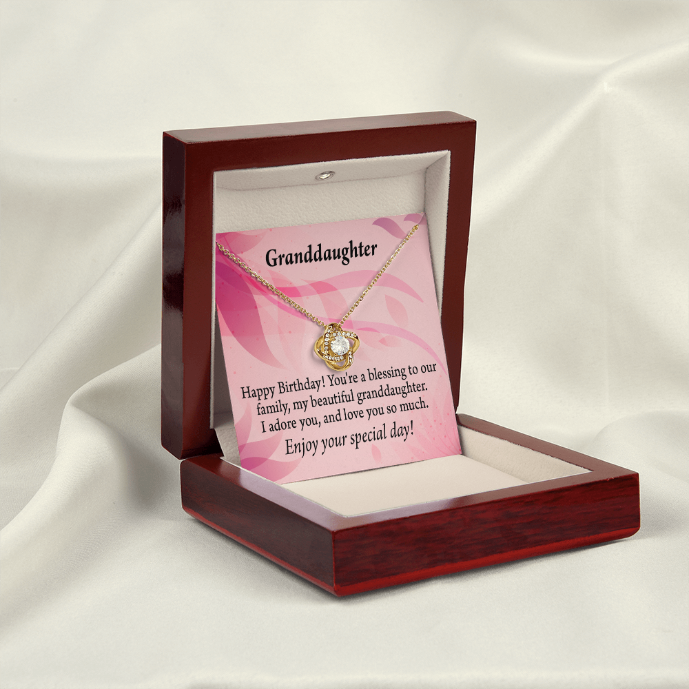 To My Granddaughter Happy Birthday Beautiful Granddaughter Infinity Knot Necklace Message Card-Express Your Love Gifts