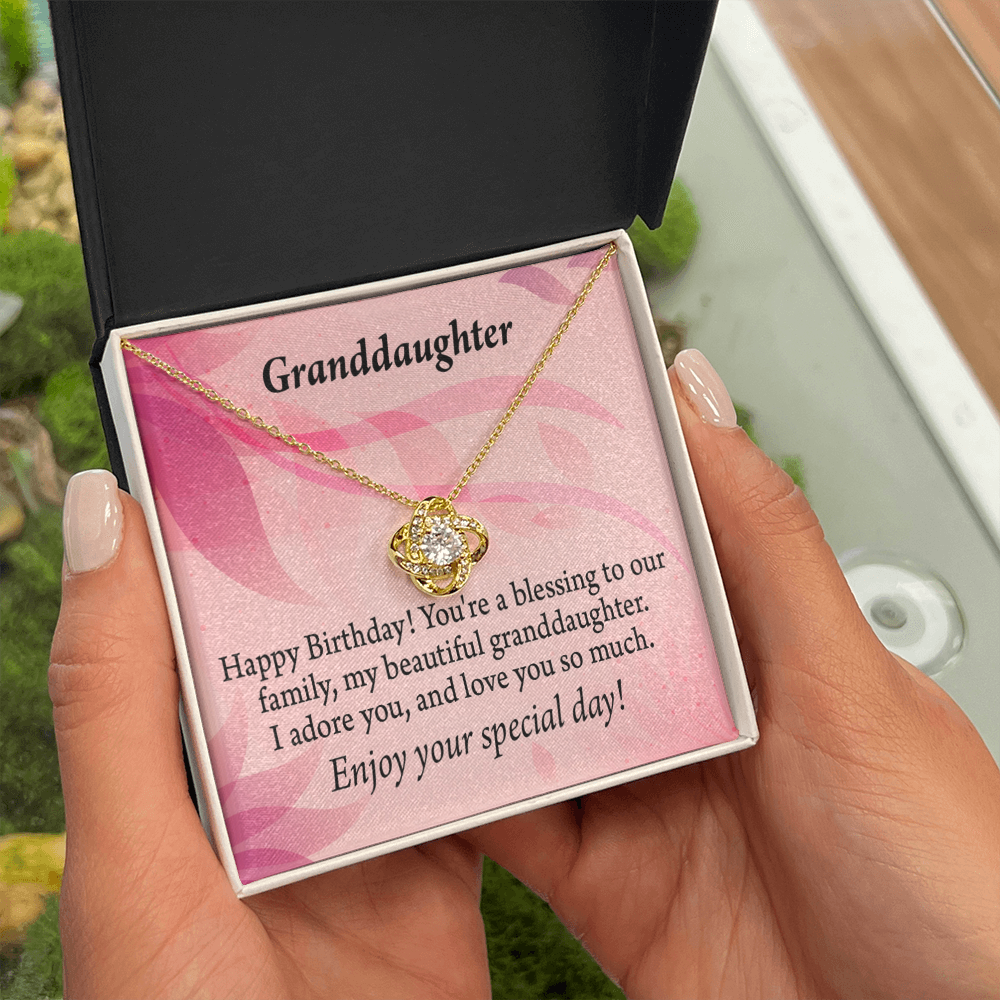 To My Granddaughter Happy Birthday Beautiful Granddaughter Infinity Knot Necklace Message Card-Express Your Love Gifts
