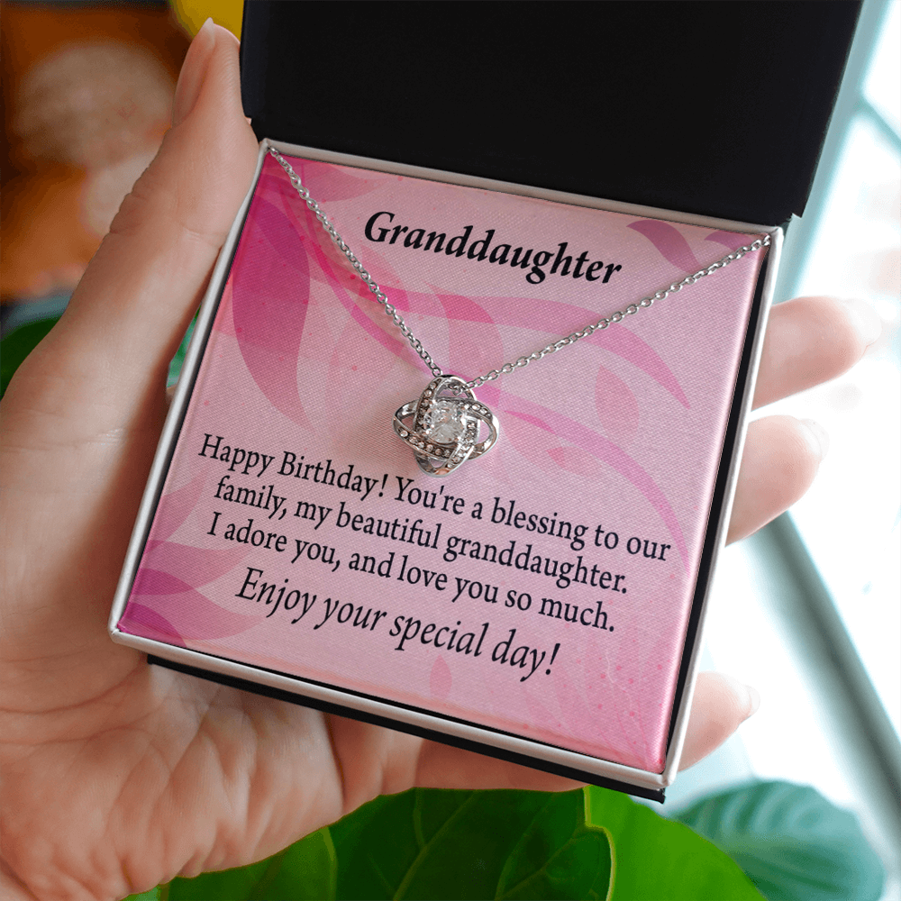 To My Granddaughter Happy Birthday Beautiful Granddaughter Infinity Knot Necklace Message Card-Express Your Love Gifts