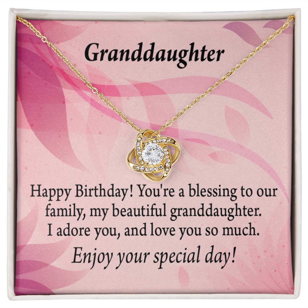 To My Granddaughter Happy Birthday Beautiful Granddaughter Infinity Knot Necklace Message Card-Express Your Love Gifts