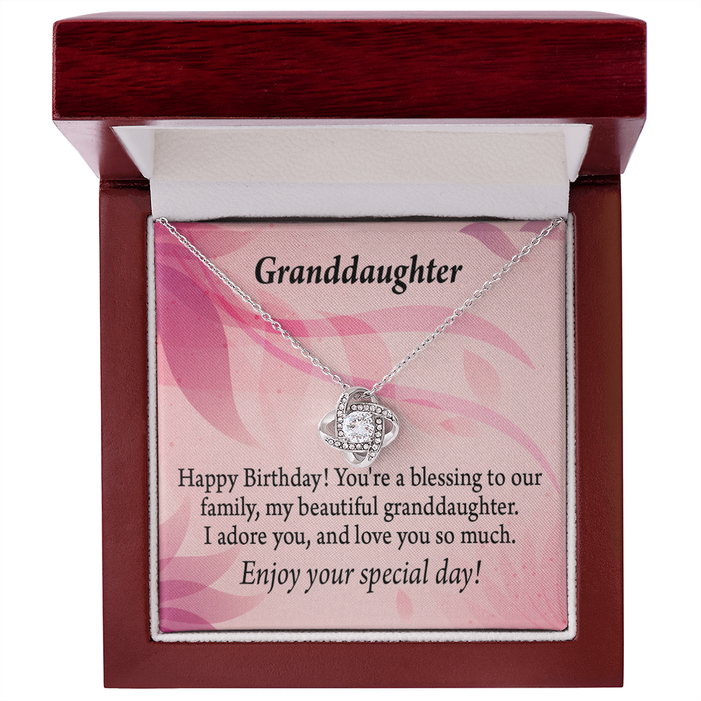 To My Granddaughter Happy Birthday Beautiful Granddaughter Infinity Knot Necklace Message Card-Express Your Love Gifts