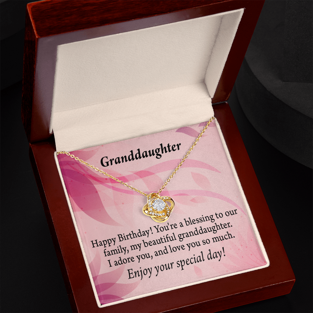To My Granddaughter Happy Birthday Beautiful Granddaughter Infinity Knot Necklace Message Card-Express Your Love Gifts