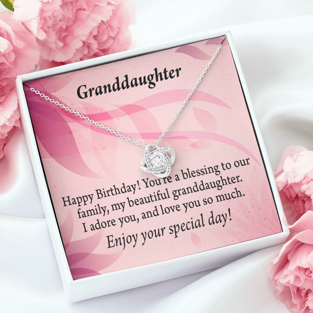 To My Granddaughter Happy Birthday Beautiful Granddaughter Infinity Knot Necklace Message Card-Express Your Love Gifts