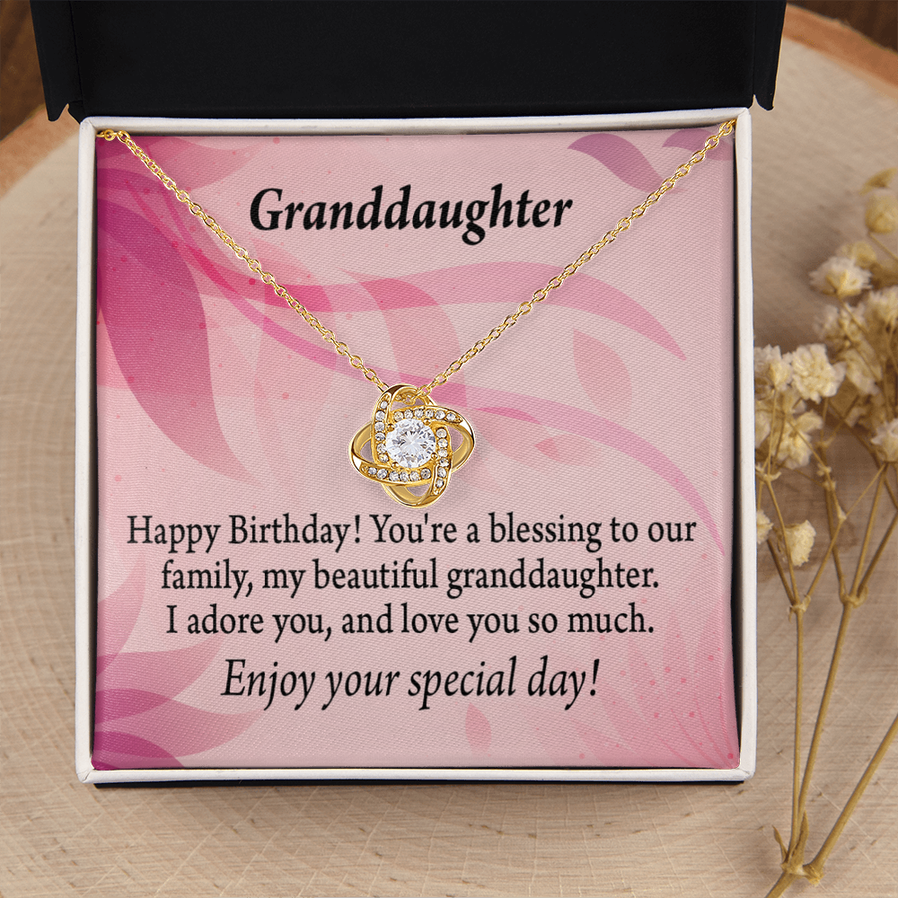 To My Granddaughter Happy Birthday Beautiful Granddaughter Infinity Knot Necklace Message Card-Express Your Love Gifts