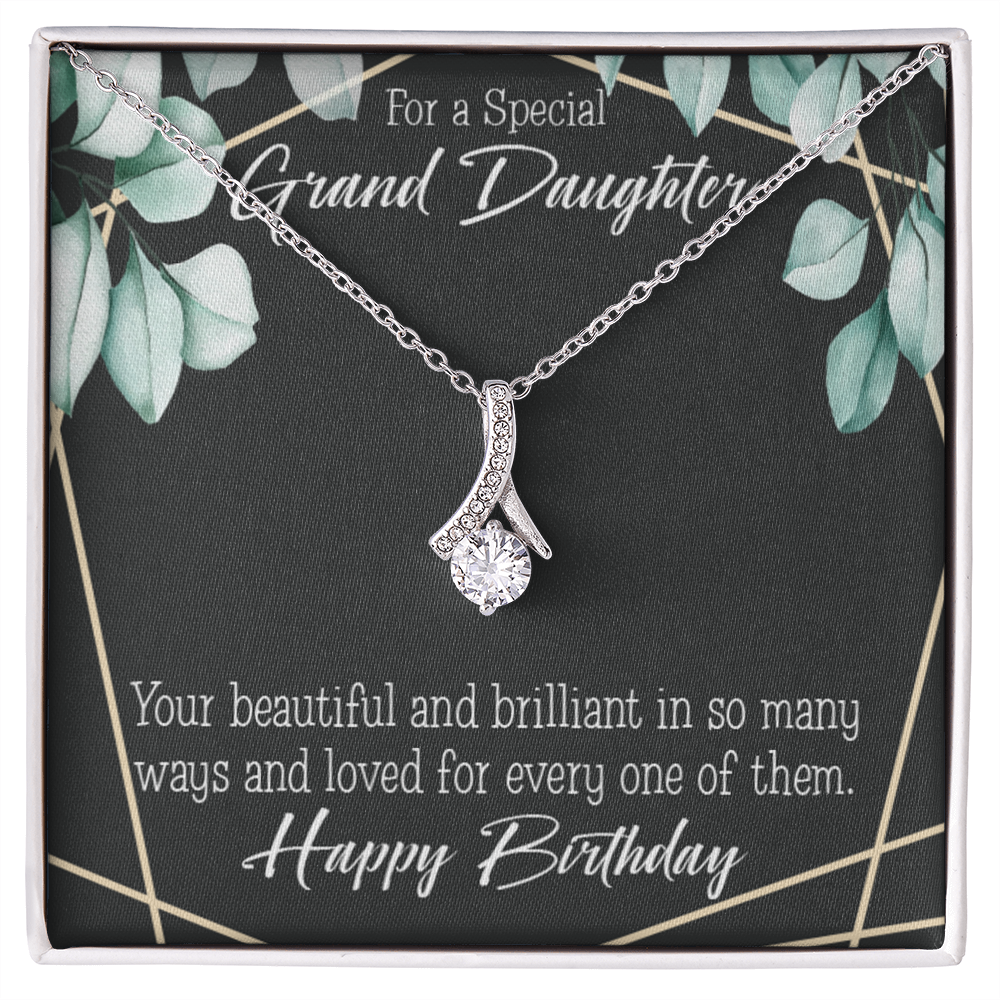To My Granddaughter Happy Birthday Granddaughter Alluring Ribbon Necklace Message Card-Express Your Love Gifts