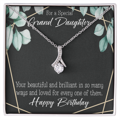 To My Granddaughter Happy Birthday Granddaughter Alluring Ribbon Necklace Message Card-Express Your Love Gifts