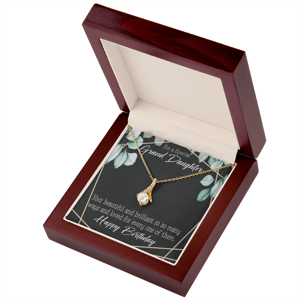 To My Granddaughter Happy Birthday Granddaughter Alluring Ribbon Necklace Message Card-Express Your Love Gifts