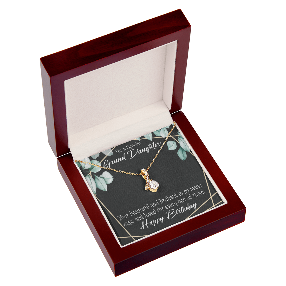 To My Granddaughter Happy Birthday Granddaughter Alluring Ribbon Necklace Message Card-Express Your Love Gifts