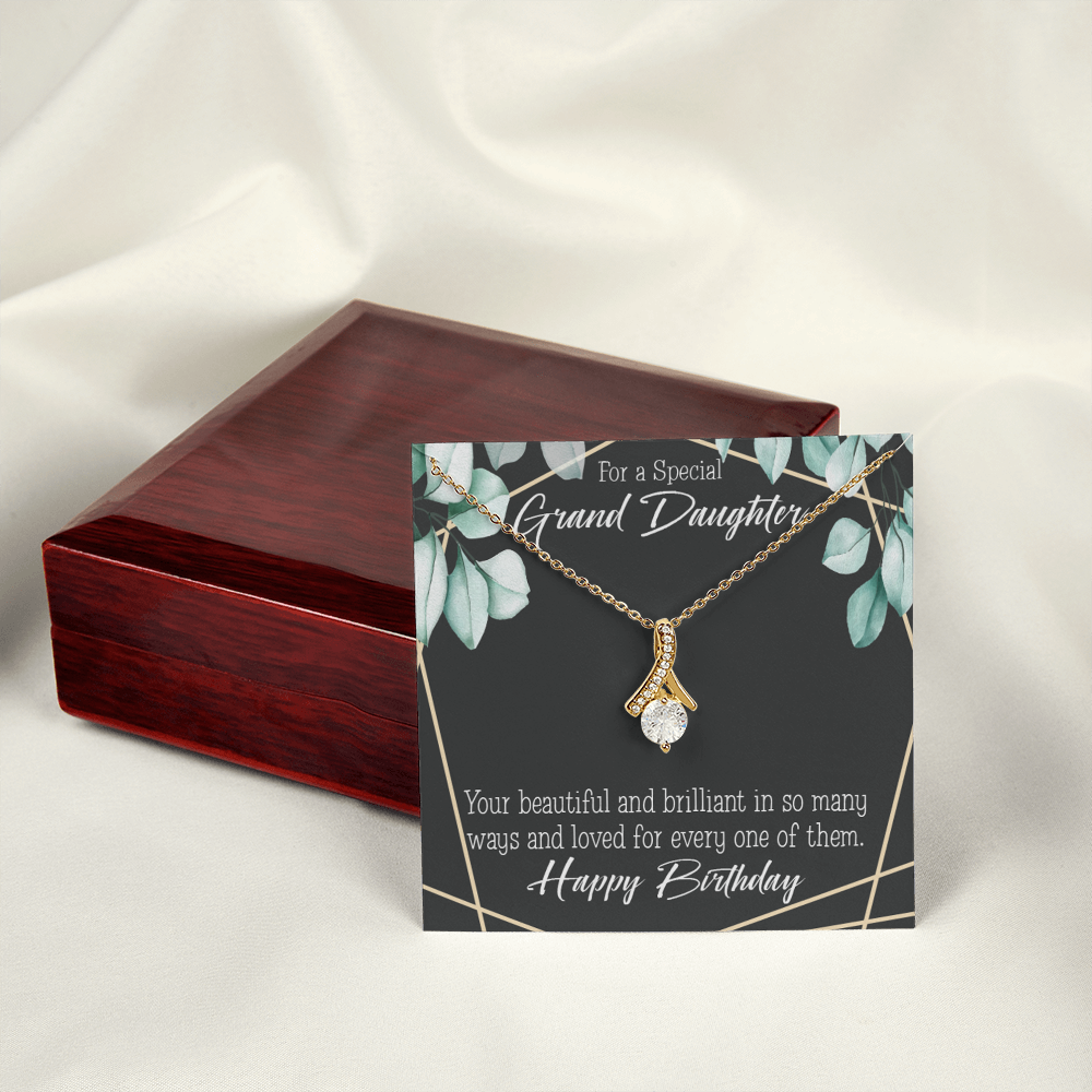 To My Granddaughter Happy Birthday Granddaughter Alluring Ribbon Necklace Message Card-Express Your Love Gifts