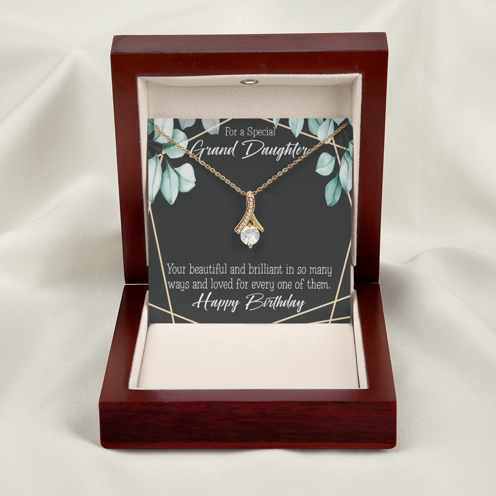 To My Granddaughter Happy Birthday Granddaughter Alluring Ribbon Necklace Message Card-Express Your Love Gifts