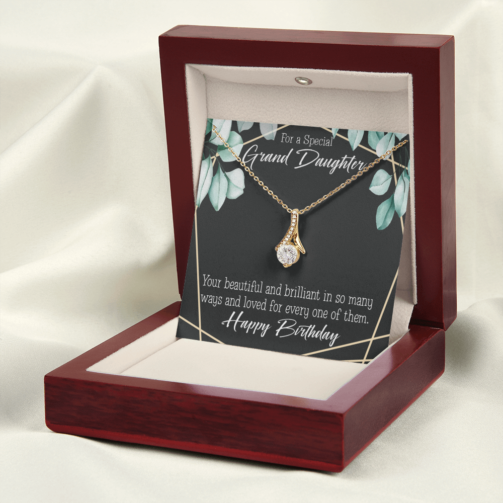 To My Granddaughter Happy Birthday Granddaughter Alluring Ribbon Necklace Message Card-Express Your Love Gifts