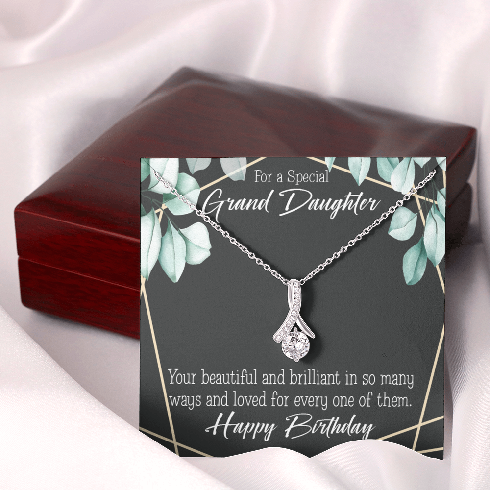 To My Granddaughter Happy Birthday Granddaughter Alluring Ribbon Necklace Message Card-Express Your Love Gifts