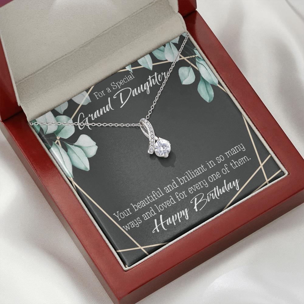 To My Granddaughter Happy Birthday Granddaughter Alluring Ribbon Necklace Message Card-Express Your Love Gifts