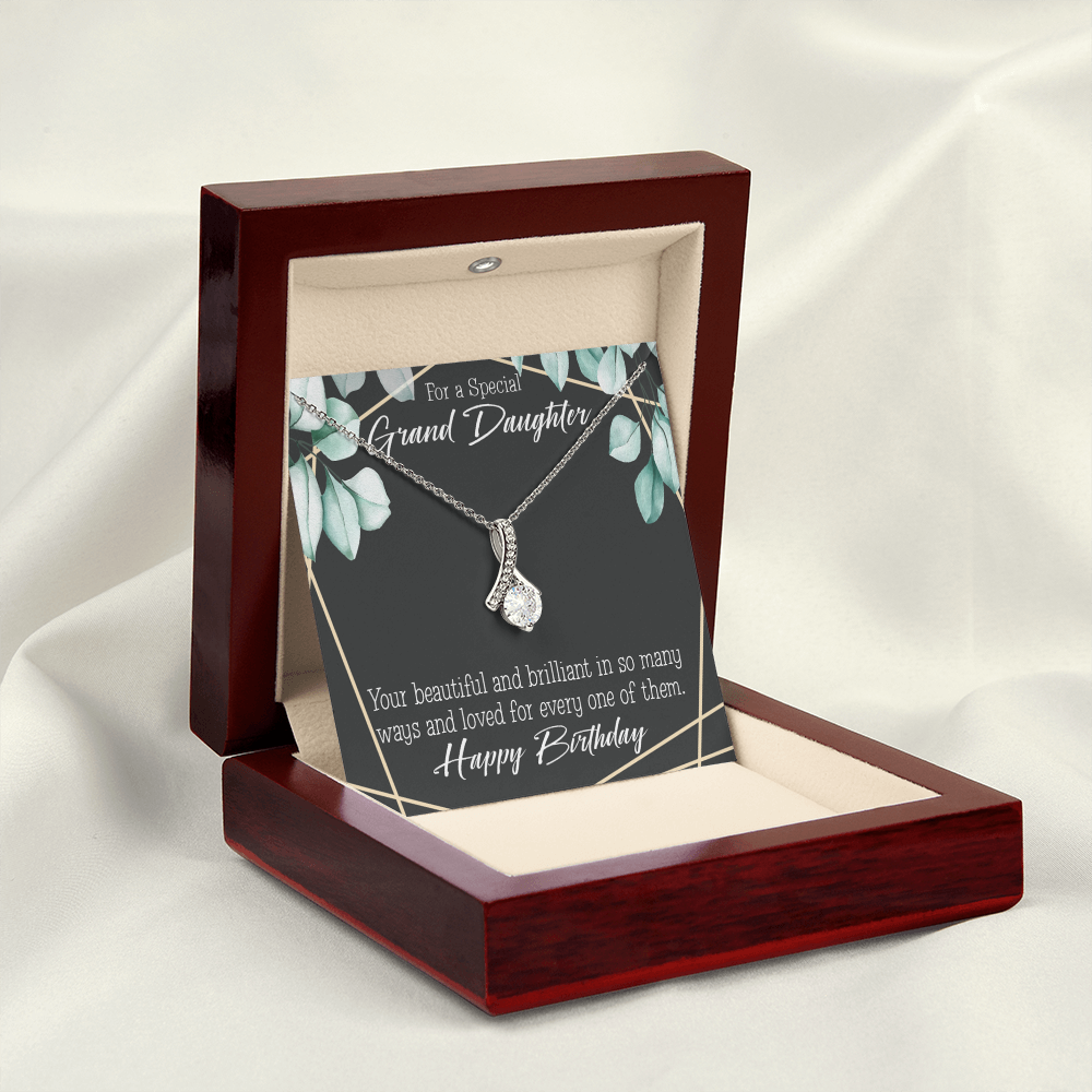 To My Granddaughter Happy Birthday Granddaughter Alluring Ribbon Necklace Message Card-Express Your Love Gifts
