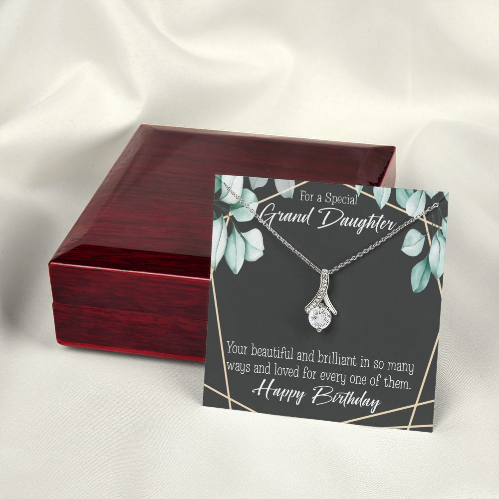 To My Granddaughter Happy Birthday Granddaughter Alluring Ribbon Necklace Message Card-Express Your Love Gifts