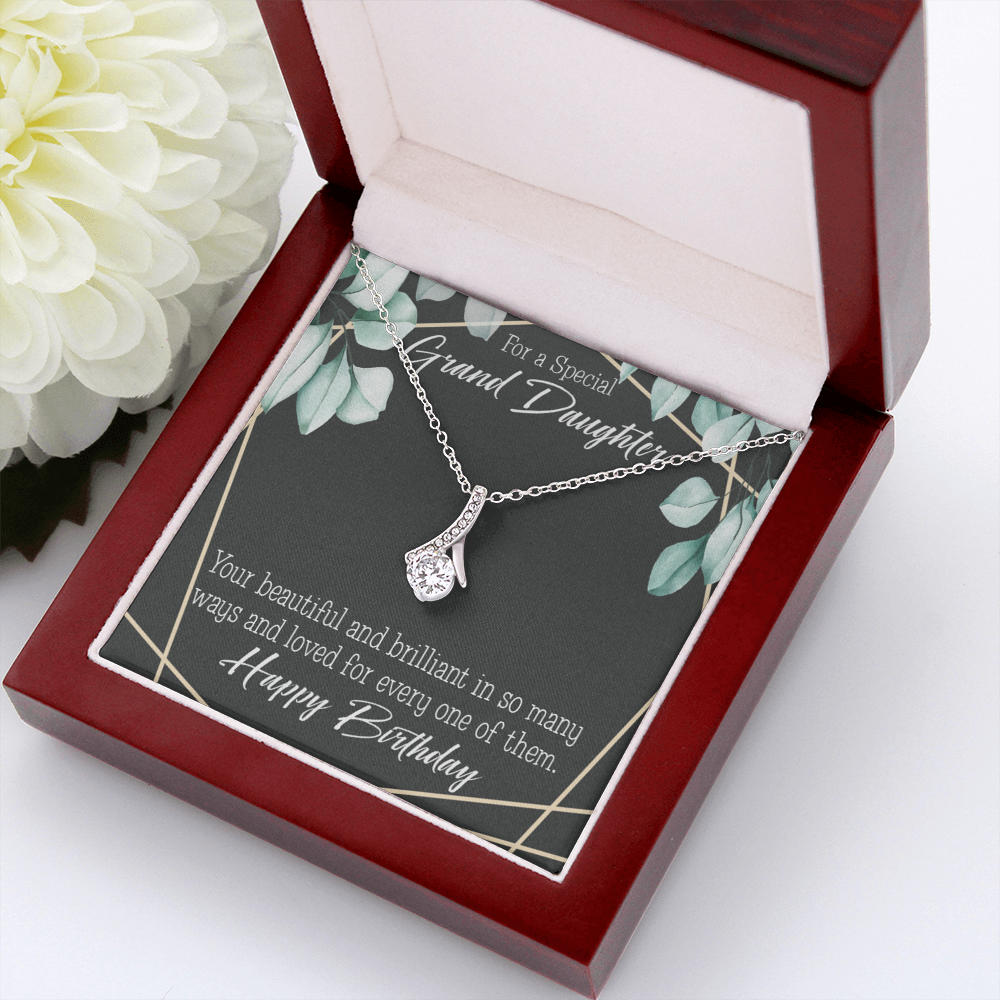 To My Granddaughter Happy Birthday Granddaughter Alluring Ribbon Necklace Message Card-Express Your Love Gifts