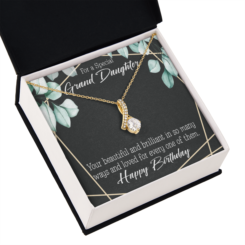 To My Granddaughter Happy Birthday Granddaughter Alluring Ribbon Necklace Message Card-Express Your Love Gifts