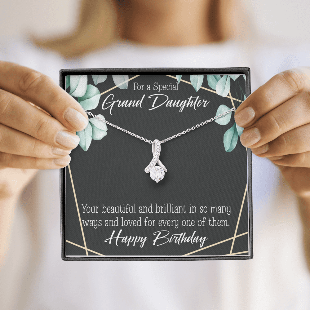 To My Granddaughter Happy Birthday Granddaughter Alluring Ribbon Necklace Message Card-Express Your Love Gifts