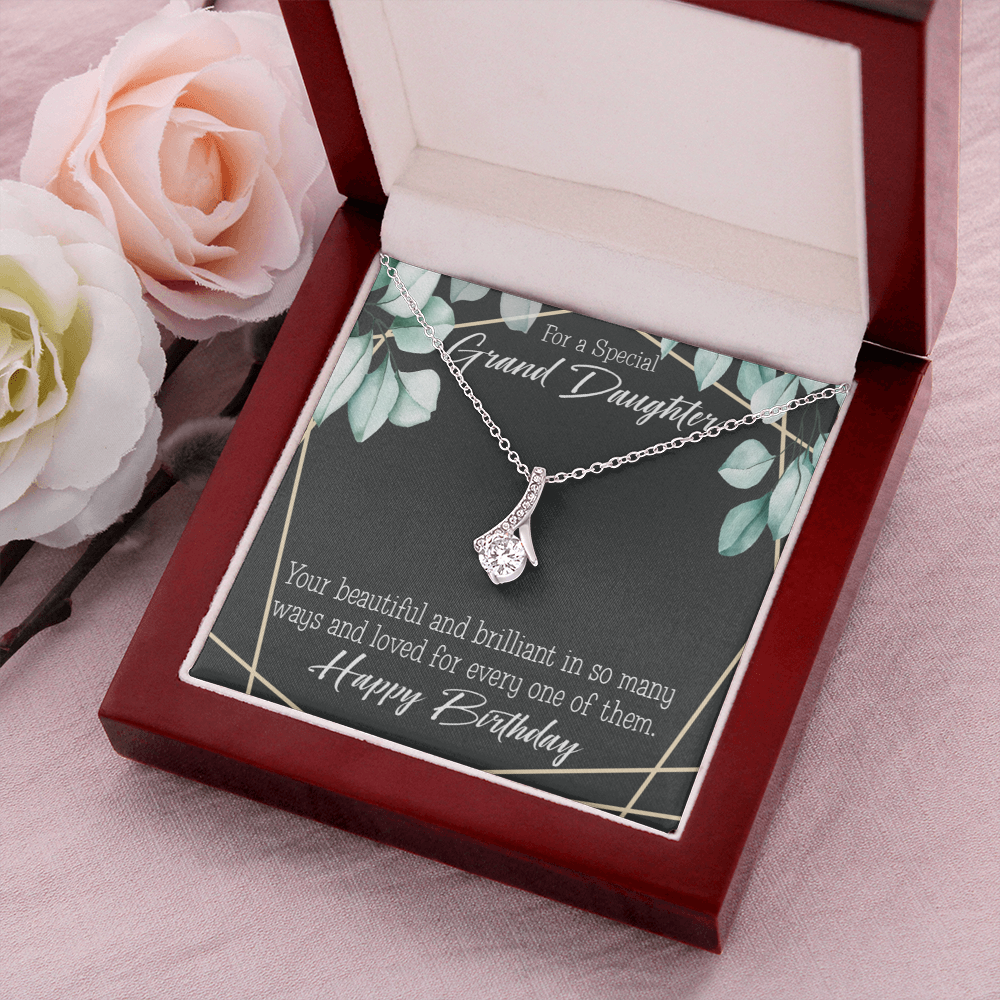 To My Granddaughter Happy Birthday Granddaughter Alluring Ribbon Necklace Message Card-Express Your Love Gifts