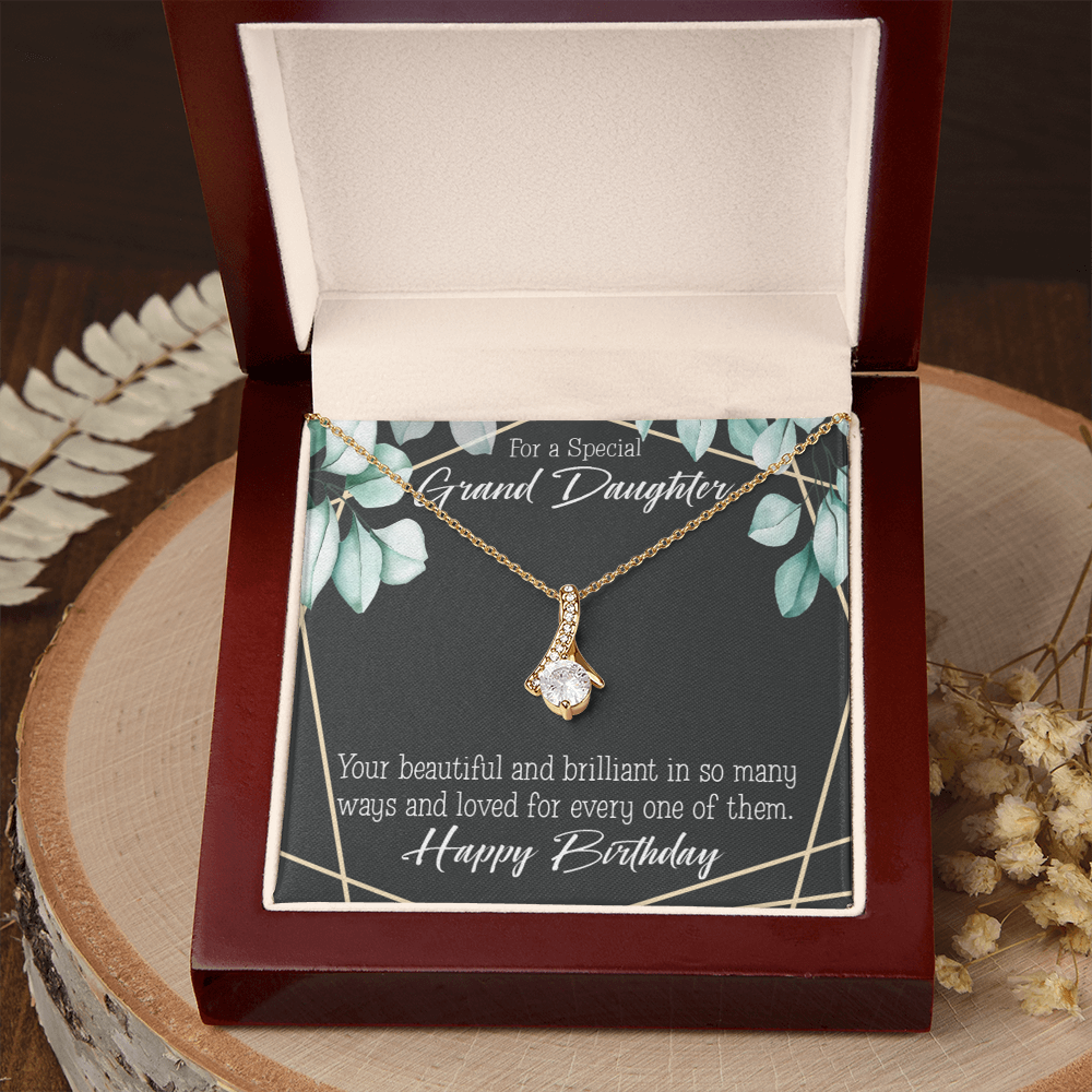 To My Granddaughter Happy Birthday Granddaughter Alluring Ribbon Necklace Message Card-Express Your Love Gifts