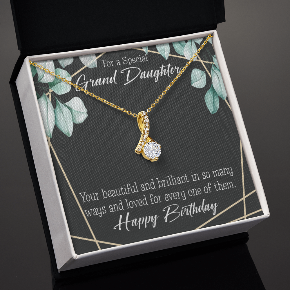 To My Granddaughter Happy Birthday Granddaughter Alluring Ribbon Necklace Message Card-Express Your Love Gifts