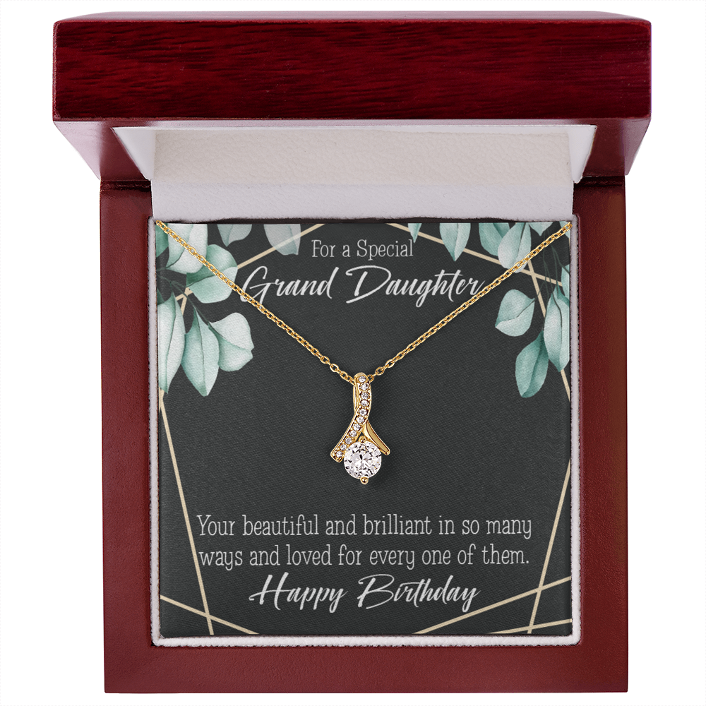 To My Granddaughter Happy Birthday Granddaughter Alluring Ribbon Necklace Message Card-Express Your Love Gifts