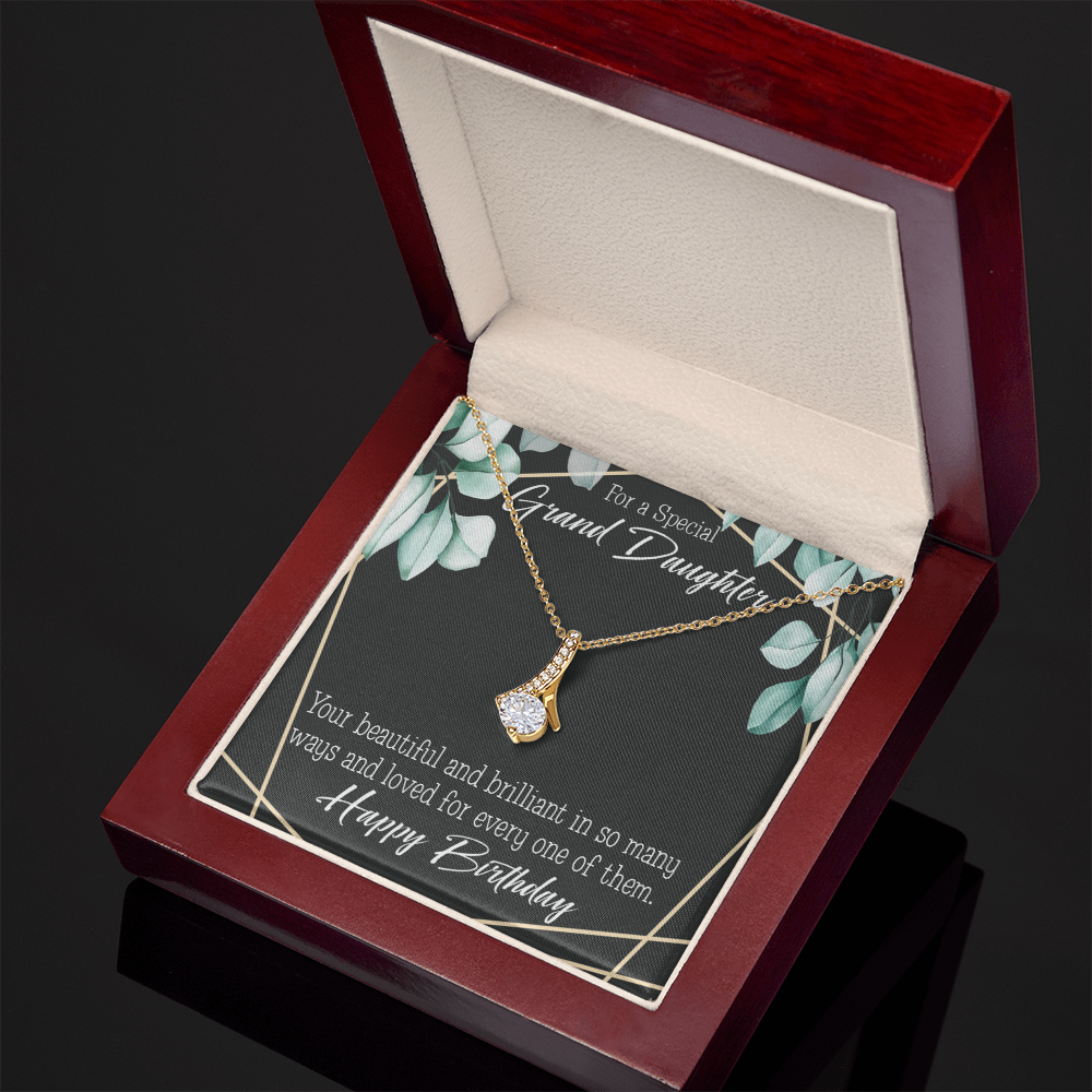 To My Granddaughter Happy Birthday Granddaughter Alluring Ribbon Necklace Message Card-Express Your Love Gifts