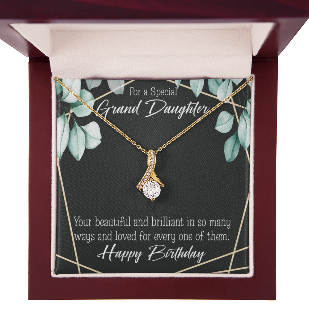 To My Granddaughter Happy Birthday Granddaughter Alluring Ribbon Necklace Message Card-Express Your Love Gifts