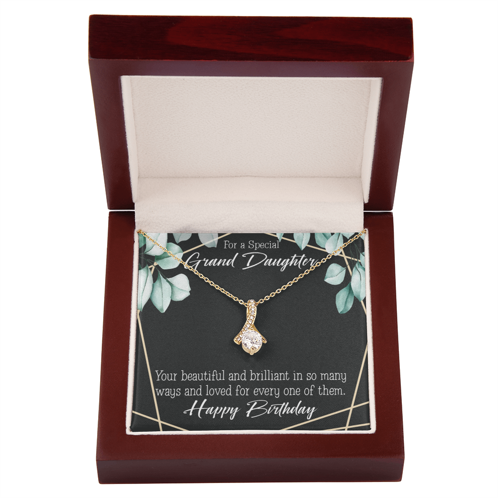 To My Granddaughter Happy Birthday Granddaughter Alluring Ribbon Necklace Message Card-Express Your Love Gifts