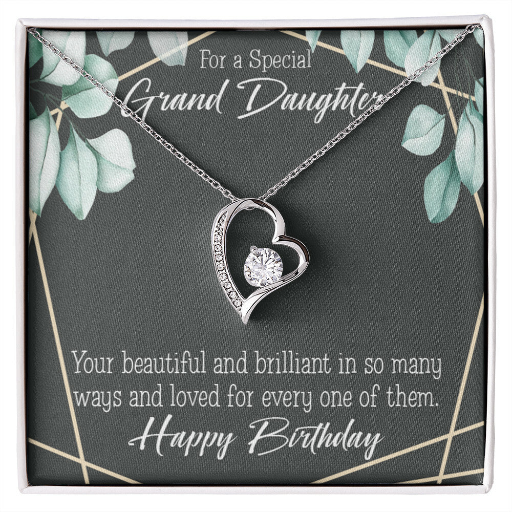 To My Granddaughter Happy Birthday Granddaughter Forever Necklace w Message Card-Express Your Love Gifts