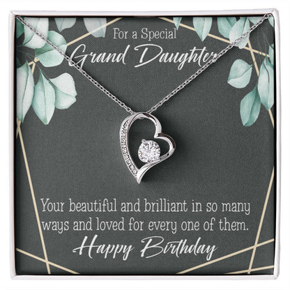 To My Granddaughter Happy Birthday Granddaughter Forever Necklace w Message Card-Express Your Love Gifts
