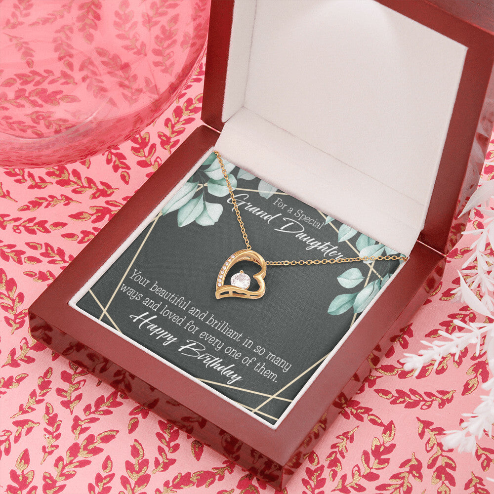 To My Granddaughter Happy Birthday Granddaughter Forever Necklace w Message Card-Express Your Love Gifts