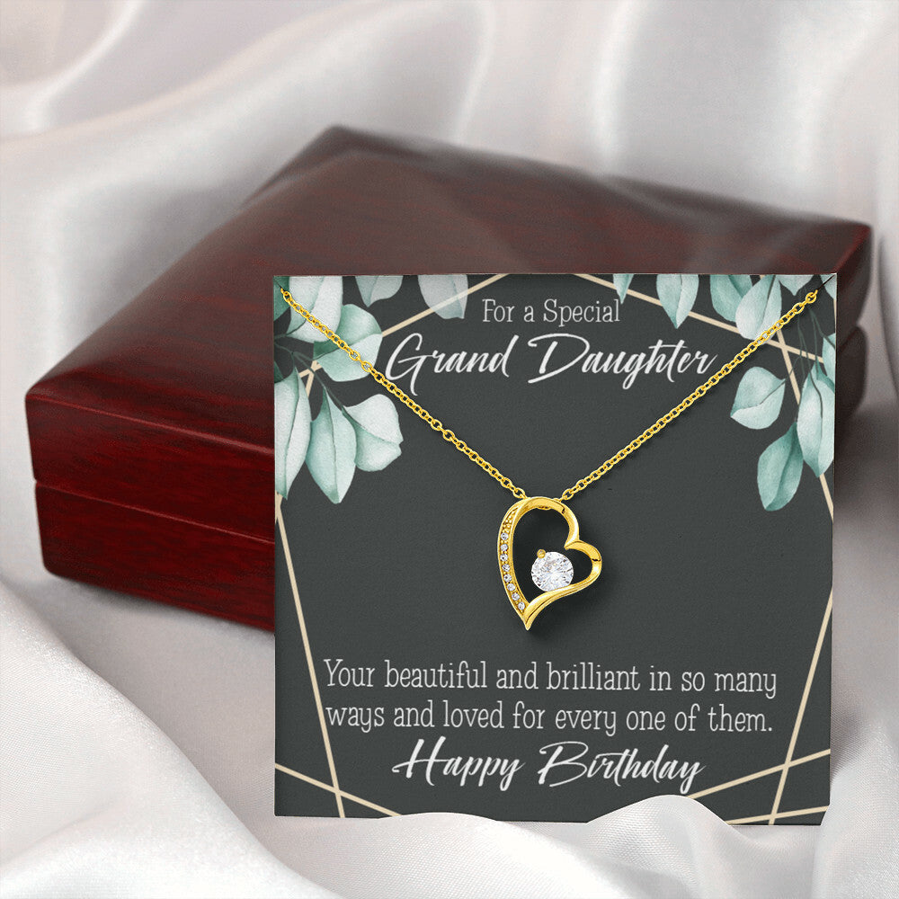 To My Granddaughter Happy Birthday Granddaughter Forever Necklace w Message Card-Express Your Love Gifts