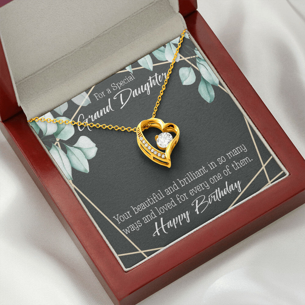 To My Granddaughter Happy Birthday Granddaughter Forever Necklace w Message Card-Express Your Love Gifts