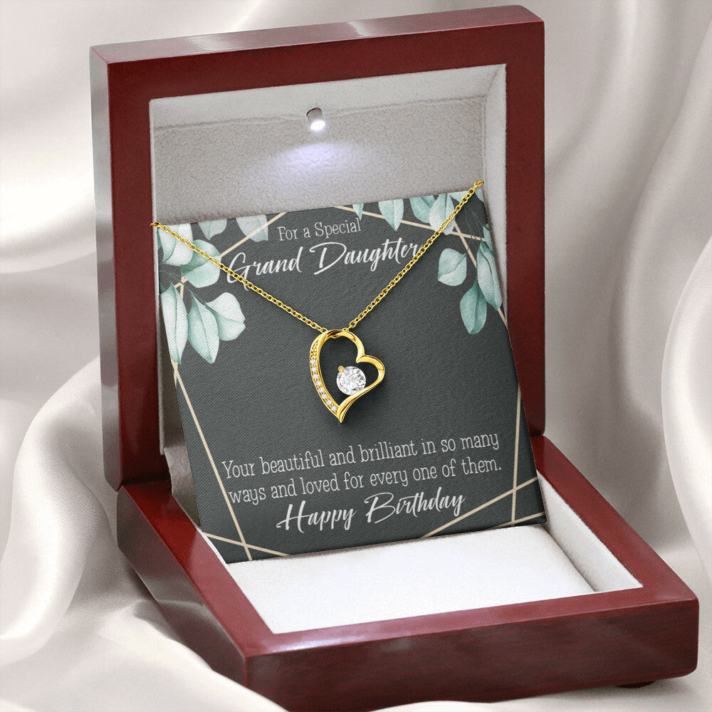 To My Granddaughter Happy Birthday Granddaughter Forever Necklace w Message Card-Express Your Love Gifts