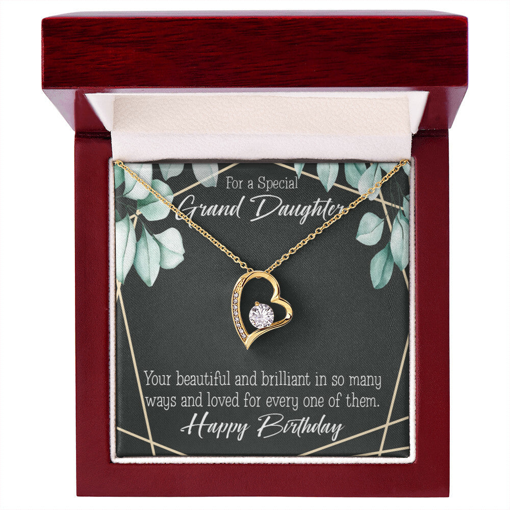 To My Granddaughter Happy Birthday Granddaughter Forever Necklace w Message Card-Express Your Love Gifts