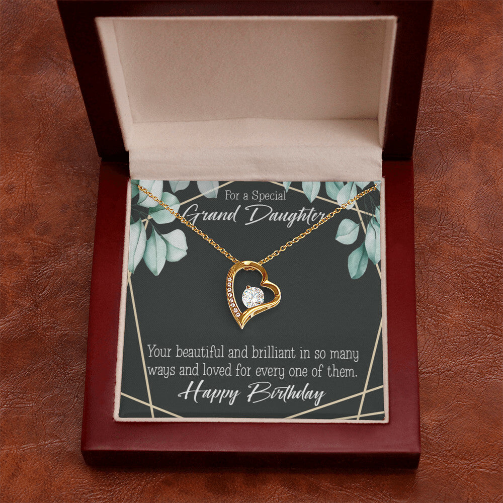 To My Granddaughter Happy Birthday Granddaughter Forever Necklace w Message Card-Express Your Love Gifts