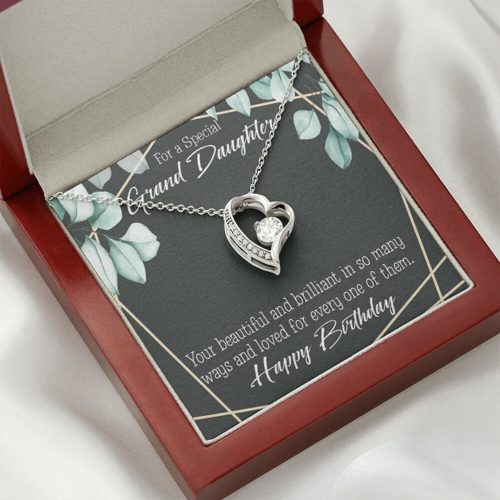 To My Granddaughter Happy Birthday Granddaughter Forever Necklace w Message Card-Express Your Love Gifts