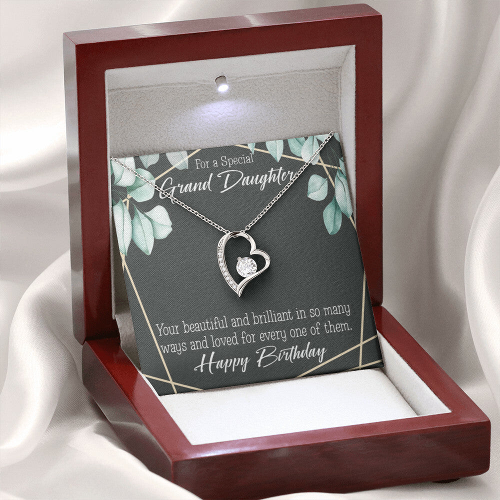 To My Granddaughter Happy Birthday Granddaughter Forever Necklace w Message Card-Express Your Love Gifts