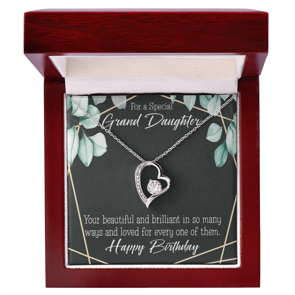 To My Granddaughter Happy Birthday Granddaughter Forever Necklace w Message Card-Express Your Love Gifts