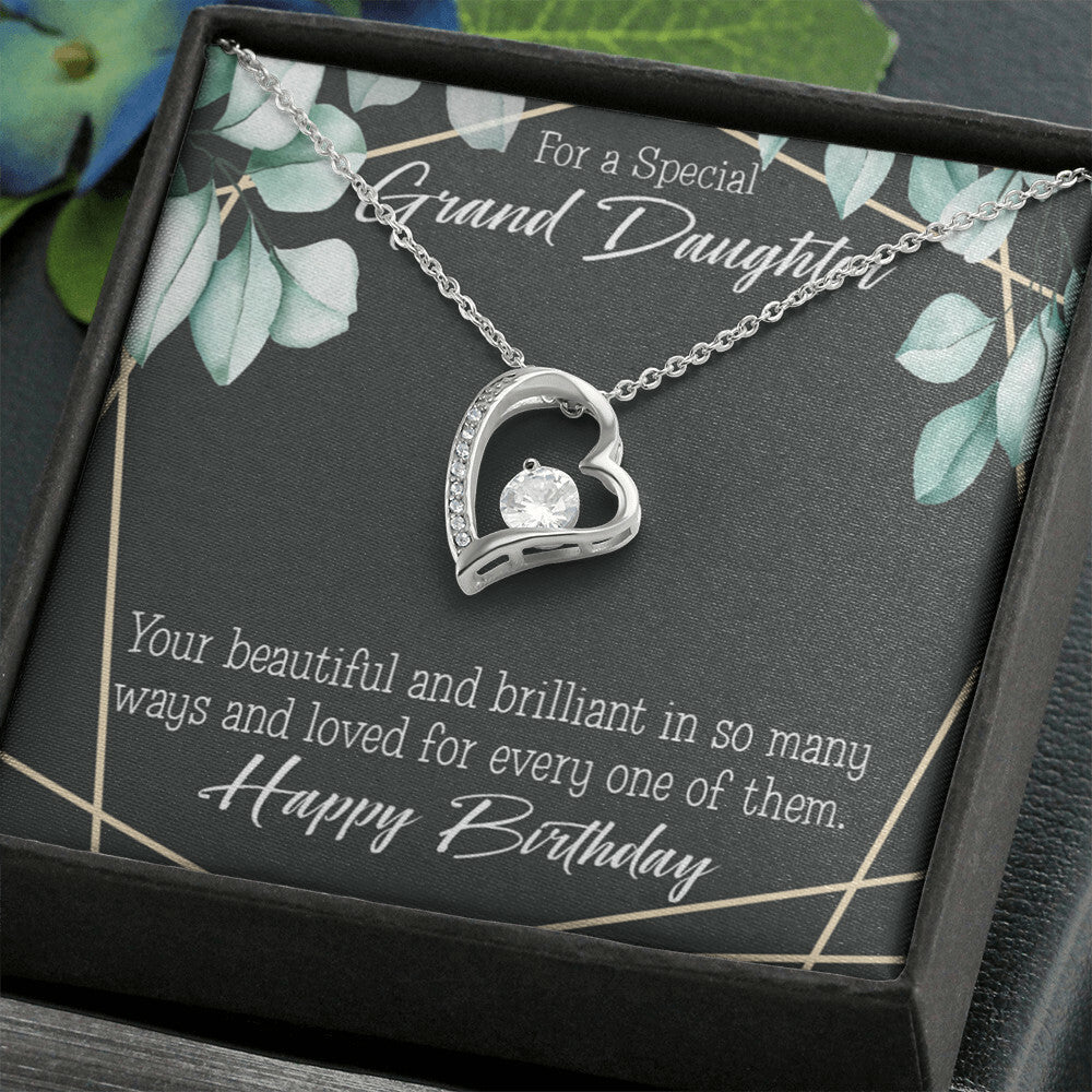To My Granddaughter Happy Birthday Granddaughter Forever Necklace w Message Card-Express Your Love Gifts