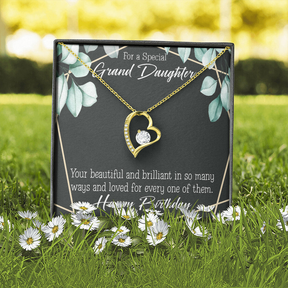To My Granddaughter Happy Birthday Granddaughter Forever Necklace w Message Card-Express Your Love Gifts