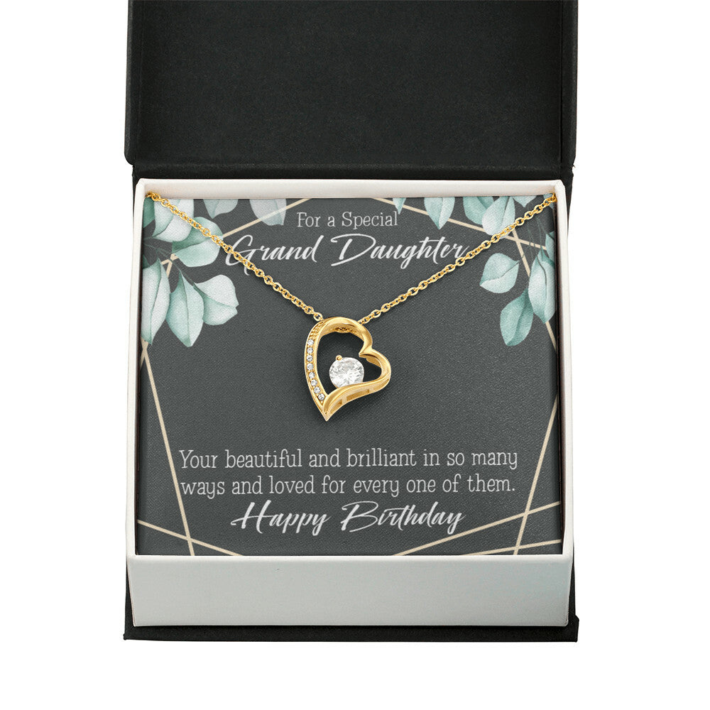To My Granddaughter Happy Birthday Granddaughter Forever Necklace w Message Card-Express Your Love Gifts