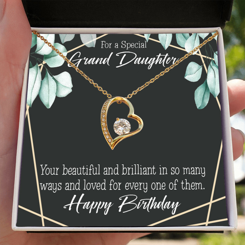 To My Granddaughter Happy Birthday Granddaughter Forever Necklace w Message Card-Express Your Love Gifts