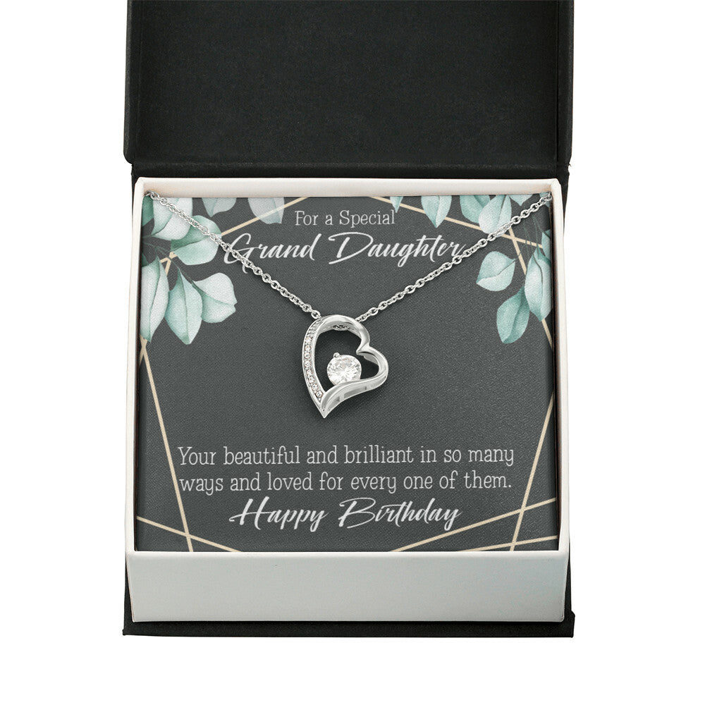 To My Granddaughter Happy Birthday Granddaughter Forever Necklace w Message Card-Express Your Love Gifts
