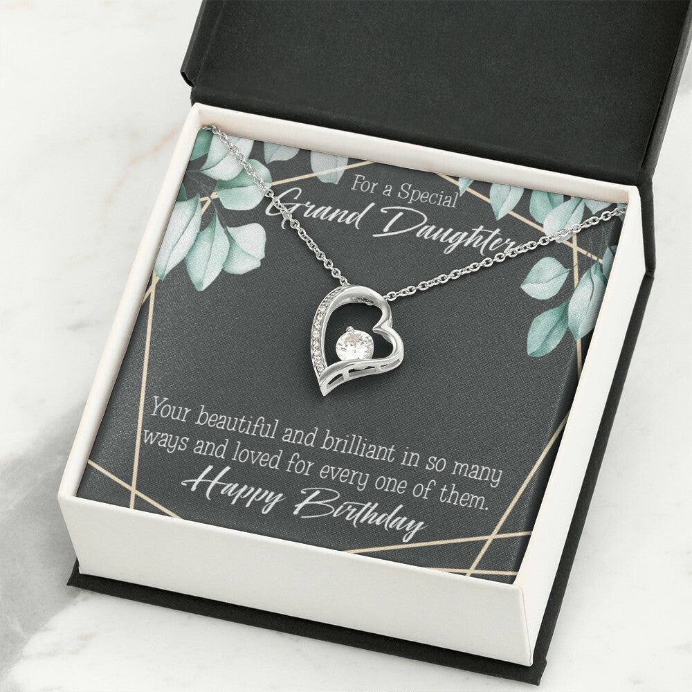 To My Granddaughter Happy Birthday Granddaughter Forever Necklace w Message Card-Express Your Love Gifts