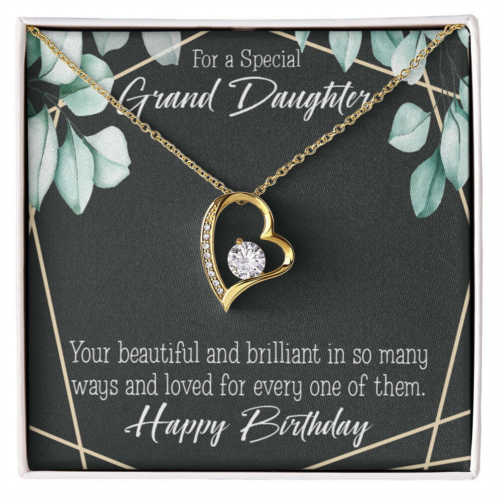 To My Granddaughter Happy Birthday Granddaughter Forever Necklace w Message Card-Express Your Love Gifts
