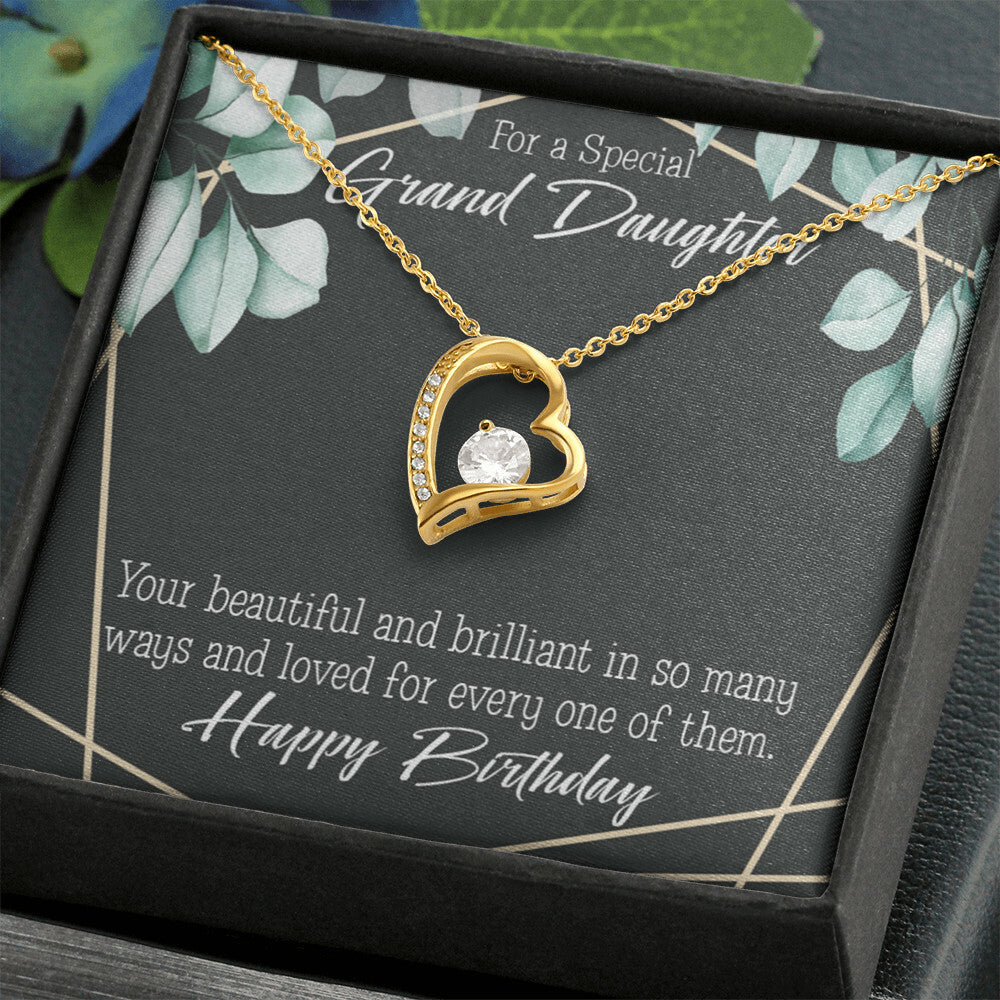 To My Granddaughter Happy Birthday Granddaughter Forever Necklace w Message Card-Express Your Love Gifts